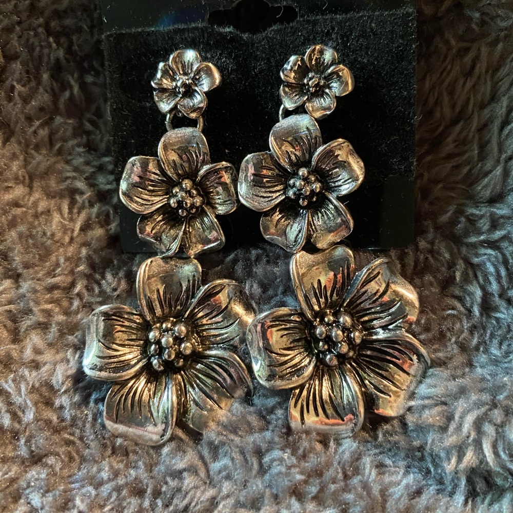 Triple-Dangle Dogwood Blossom Earrings